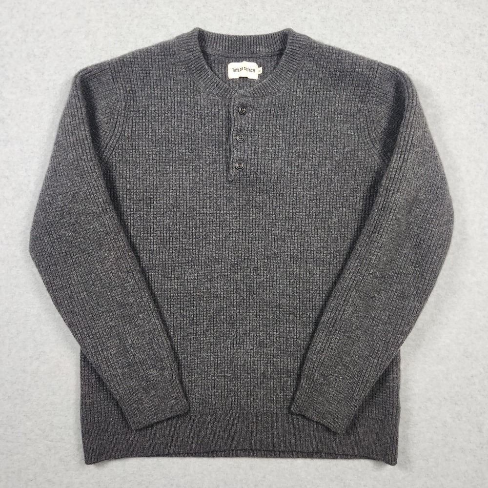 Taylor Stitch Sweater Size 40 Small Medium Merino Wool Waffle 3 Button Huckberry